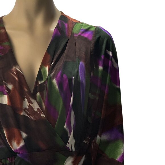 MONROE & MAIN Women's Wrap Dress Abstract Print Multicolor Poly Stretch Size 18W - Picture 10 of 12